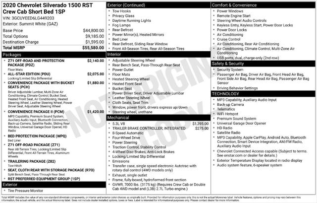 Used 2020 Chevrolet Silverado 1500 4WD Crew Cab Short Bed RST For Sale in Muscle Shoals, AL