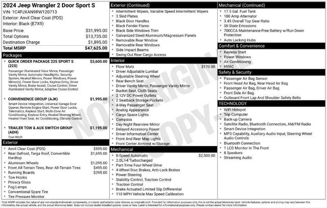 2024 Jeep Wrangler 2-Door Sport S 4x4 for sale in Pensacola, FL