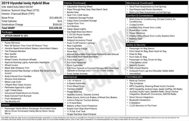2019 Hyundai IONIQ Hybrid Blue for sale in Clinton Township, MI