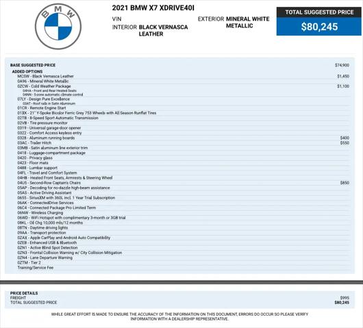 2021 BMW X7 xDrive40i