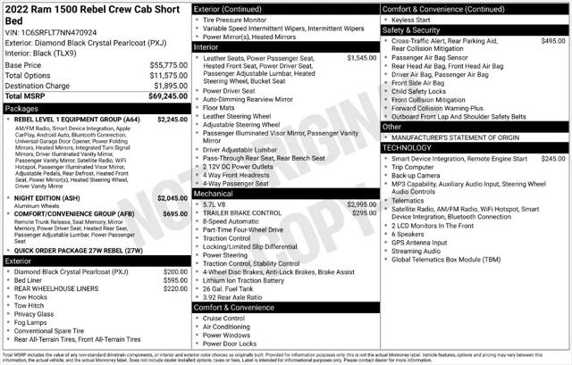 2022 Ram 1500 Rebel Crew Cab 4x4 57 Box