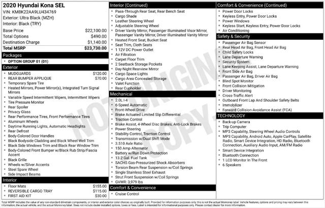 2020 Hyundai Kona SEL for sale in Titusville, FL