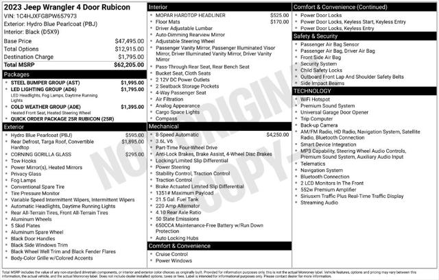 2023 Jeep Wrangler 4-Door Rubicon 4x4