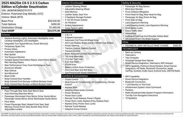 2025 Mazda CX-5 2.5 S Carbon Edition