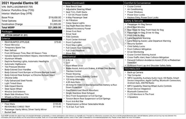 2021 Hyundai Elantra SE for sale in McKinney, TX