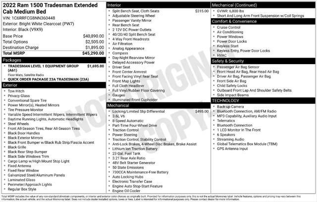 2022 Ram 1500 Tradesman Quad Cab 4x4 64 Box