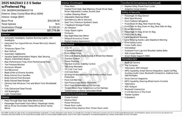 2025 Mazda Mazda3 2.5 S Preferred for sale in Albany, GA