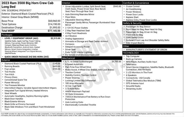 2023 Ram 3500 Big Horn Crew Cab 4x4 8 Box