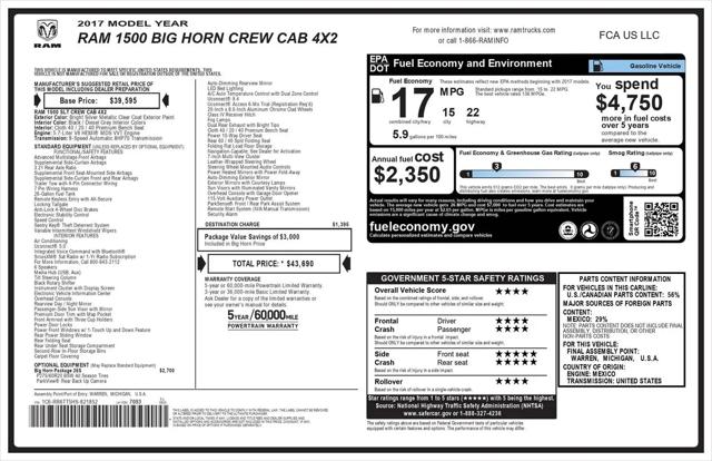 2017 Ram 1500 Big Horn Crew Cab 4x2 64 Box