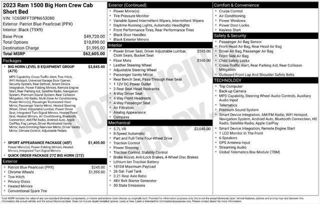 2023 RAM 1500 Big Horn Crew Cab 4x4 57 Box 2023 RAM 1500 Big Horn Crew Cab 4x4 57 Box