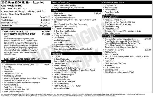 2022 Ram 1500 Big Horn Quad Cab 4x4 64 Box