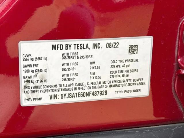 2022 Tesla Model S Plaid Tri Motor All-Wheel Drive