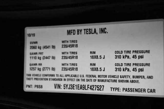 2020 Tesla Model 3 Standard Range Plus Rear-Wheel Drive