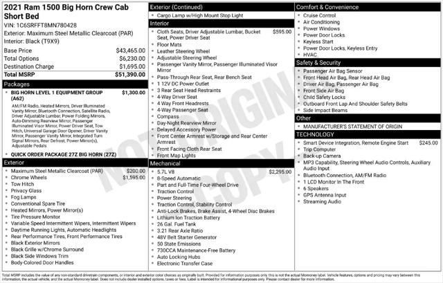 2021 Ram 1500 Big Horn Crew Cab 4x4 57 Box