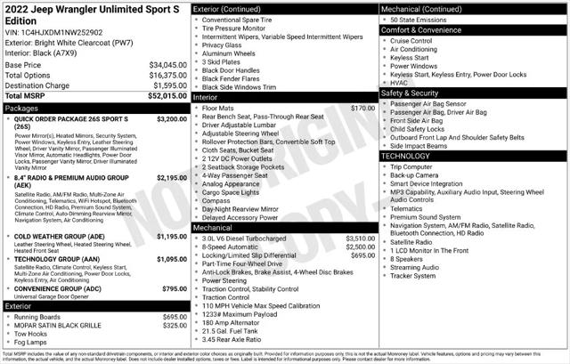 2022 Jeep Wrangler Unlimited Sport S 4x4 2022 Jeep Wrangler Unlimited Sport S 4x4