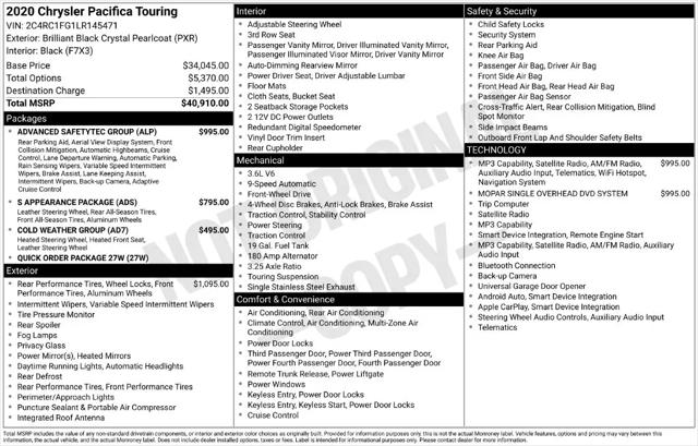 2020 Chrysler Pacifica Touring