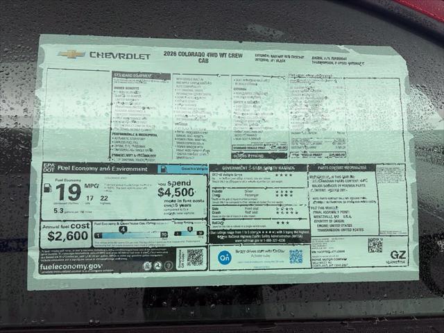 New 2026 Chevrolet Colorado WT  4WD For Sale in Cortland, NY
