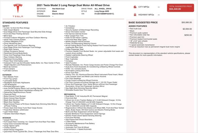 2021 Tesla Model 3 Long Range Dual Motor All-Wheel Drive