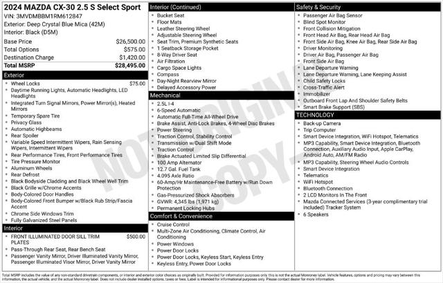 2024 Mazda CX-30 2.5 S Select Sport 2024 Mazda CX-30 2.5 S Select Sport