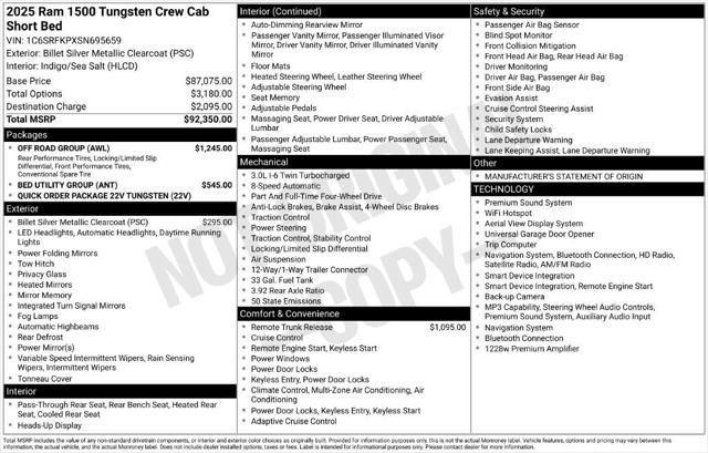 2025 RAM 1500 Tungsten Crew Cab 4x4 57 Box 2025 RAM 1500 Tungsten Crew Cab 4x4 57 Box