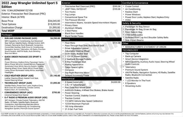 2022 Jeep Wrangler Unlimited Sport S 4x4 2022 Jeep Wrangler Unlimited Sport S 4x4