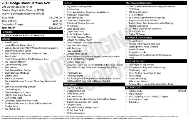 2015 Dodge Grand Caravan American Value Pkg