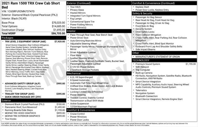 2021 RAM 1500 TRX Crew Cab 4x4 57 Box 2021 RAM 1500 TRX Crew Cab 4x4 57 Box